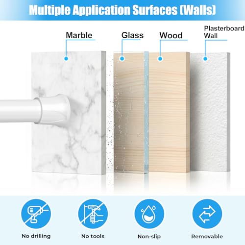 Adjustable Spring Tension Curtain Rods 28-48 Inch, White, 2-Pack