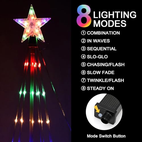 HyDsen 6FT+4FT Multicolor LED Lightshow Cone Wire Christmas Tree with Star Topper