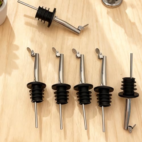 12 Pcs Stainless Steel Liquor Pour Spouts with Auto Dust Cover, Perfect for Oil & Wine Bottles