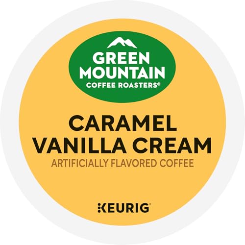 Green Mountain Coffee Roasters Caramel Vanilla Cream, Single-Serve Keurig K-Cup Pods, Flavored Light Roast Coffee Pods, 32 Count