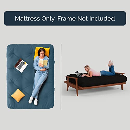10-Inch Full Size Futon Mattress, Pocket Coil Foam Bed for Sofa Frame