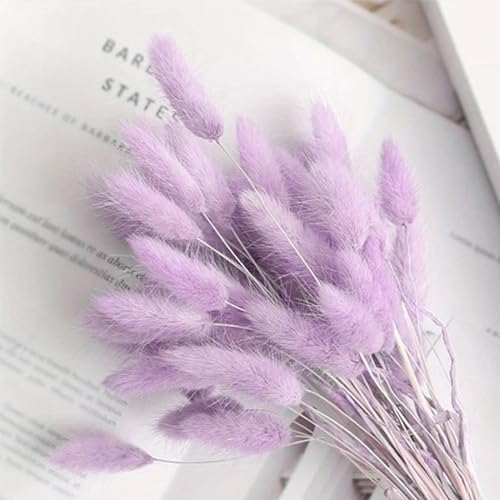 120pc Dried Bunny Tail Grass - 17-Inch Light Purple Boho Floral Decor