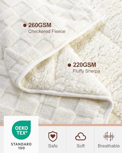 15lbs Weighted Blanket, Dual-Sided Fleece & Sherpa, 60x80