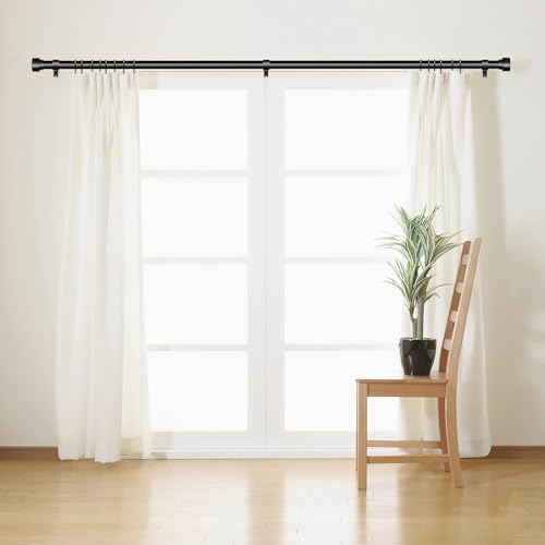 Adjustable Heavy Duty Black Curtain Rod 32 to 120 Inch, 1 Inch Diameter