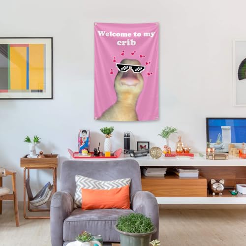 Welcome To My Crib Pink Tapestry Flag 2x3 FT with 4 Brass Grommets