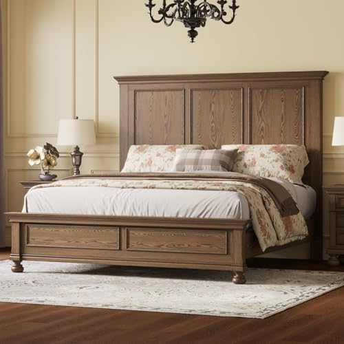 3-Piece Solid Wood Queen Bedroom Set with Bed Frame and 2 Nightstands