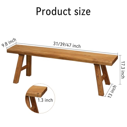 Rustic Solid Wood Entryway Bench, Narrow Farmhouse Hallway Bench 31.4 Inch