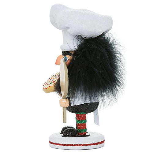8-Inch Pizza Chef Wooden Nutcracker Figurine - Whimsical Holiday Decor