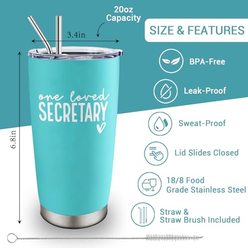 Cudoviqu Secretary 20 oz Stainless Steel Tumbler - Best Secretary Ever Gift (Variation: Secretary)