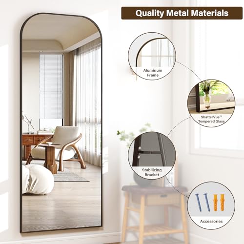 56x21 Inch Arched Full Length Mirror - Floor Standing or Wall Mounted