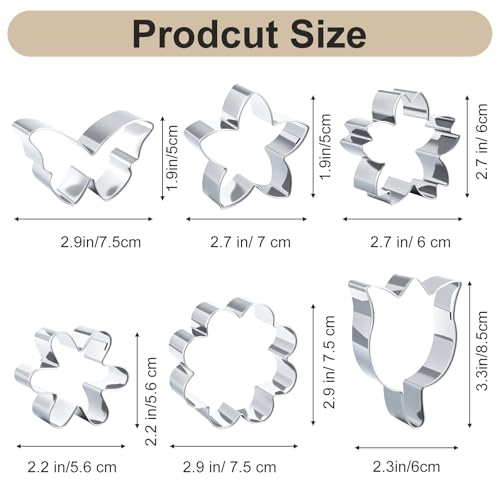 Wanmu 6-Piece Floral & Butterfly Cookie Cutter Set - Summer Baking Molds for Cookies, Fondant, Crafts