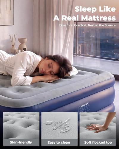 Full Air Mattress with Built-in Pump, 18" Raised, Quick Inflate