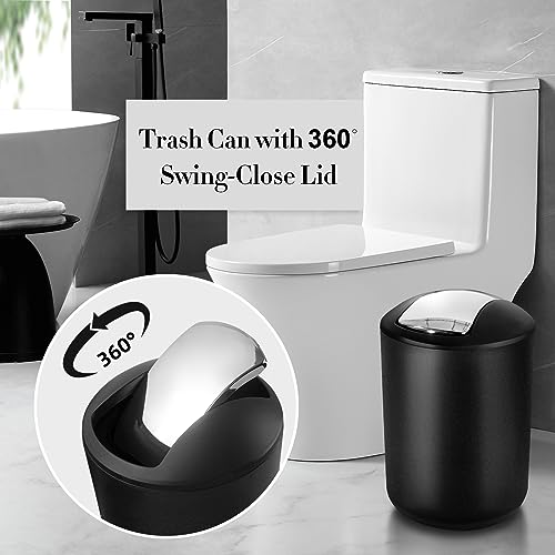 10-Piece Matte Black Bathroom Accessory Set with Trash Can & Tissue Holder