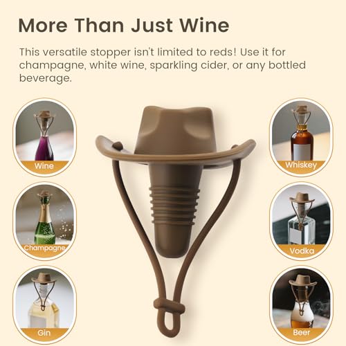 Cowboy Hat Wine Stoppers Set of 2 – Silicone Bottle Sealers, Funny Gift for Men & Women