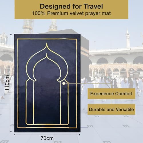 Luxury Velvet Prayer Mat Set - Foldable Sajadah with Dua Booklet & Gift Box