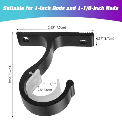 Heavy Duty Ceiling or Wall Mount Curtain Rod Brackets for 1 Inch Rods