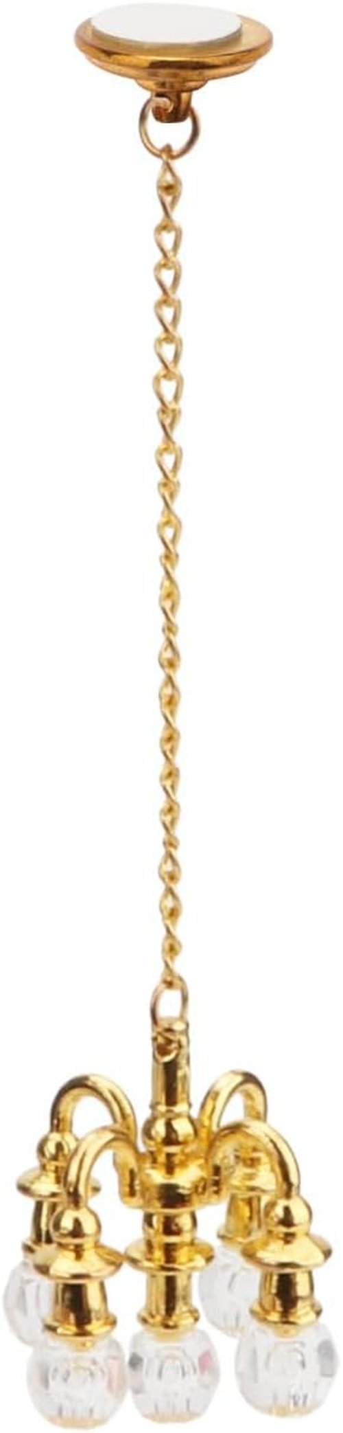 Chrystaline Dollhouse Miniature Chandelier by [Brand Name] - 1:12 Scale Luxury 5-Head Pendant Light | Golden Finish