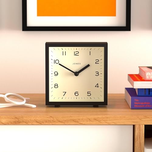 Modern Square Desk Clock, 5.5-inch Matte Black Table Clock
