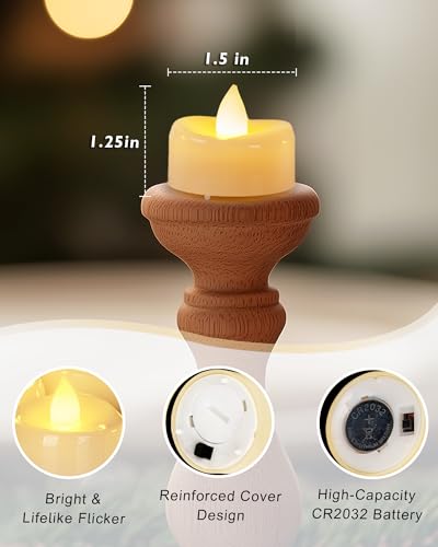 5plots Ivory Shell LED Tea Lights 12-Pack Battery Operated Flameless Candles