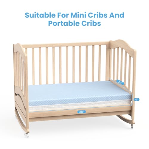 38x24 Dual-Sided Mini Crib Mattress - 4 Inch Breathable Gel Memory Foam