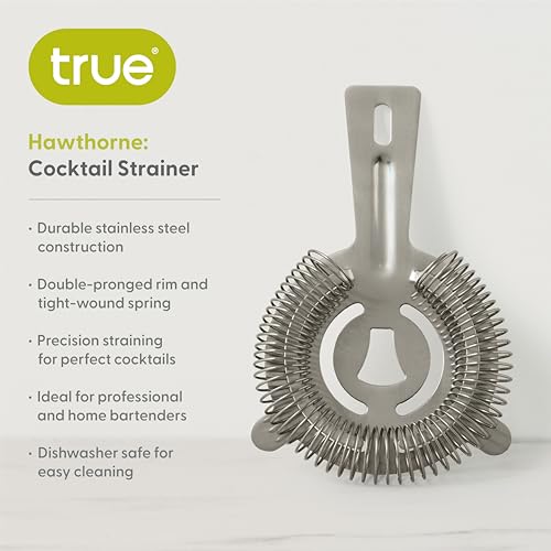 True Hawthorne Cocktail Strainer - Stainless Steel Bar Tool for Drinks & Bartending