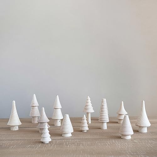 Creative Co-Op Natural Wood Trees, Set of 6