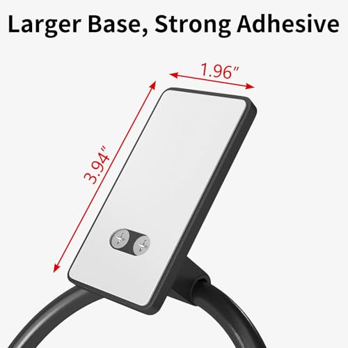 STWWO Black Adhesive Hand Towel Ring - No Drill Towel Holder for Bathroom