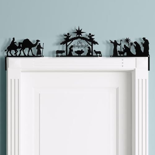 Blulu 3-Piece Metal Nativity Door Topper Set (Novel) – Wood-Free, Indoor/Outdoor Door Frames
