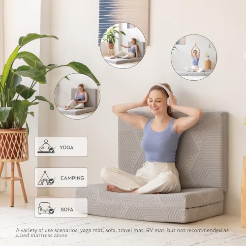 Small Single 4-Inch Gel Memory Foam Trifold Mattress - Portable Foldable Bed