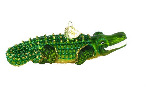 Alligator Glass Christmas Ornament, Handcrafted Glittered Holiday Decor