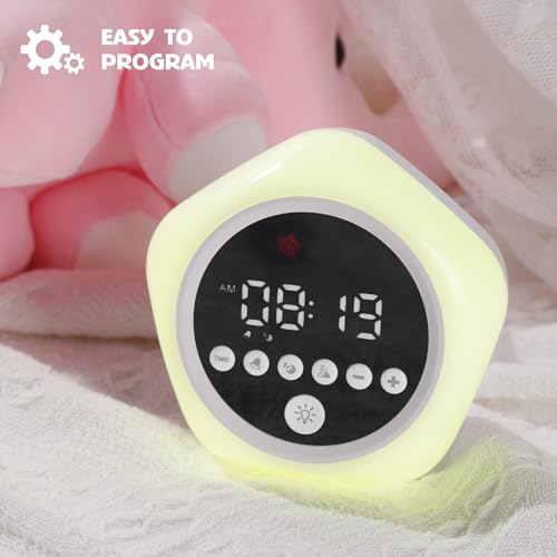 Kids Ok to Wake Alarm Clock & Toddler Sleep Trainer with Color Night Light