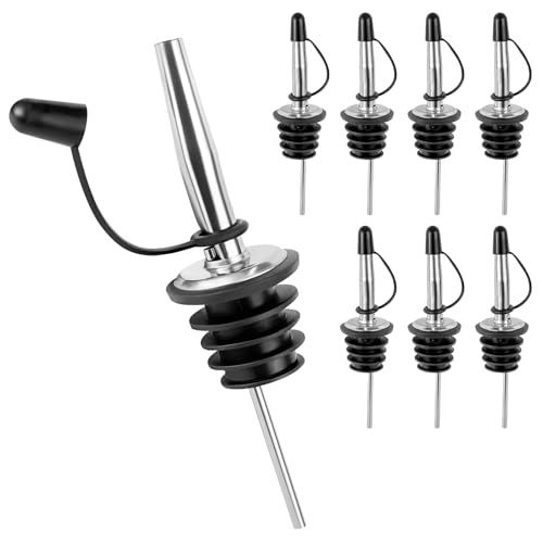YOIYINI 8 Pack Liquor & Oil Bottle Pourers with Dust Caps - Leak Proof Spouts