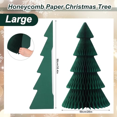 Poen Dark Green 3 ft x 20 in Honeycomb Paper Christmas Tree (3D) - Reusable