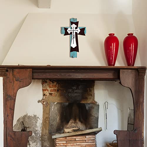 Rustic Wooden Wall Cross - 3-Layer Decorative Religious Wall Art, 12-Inch