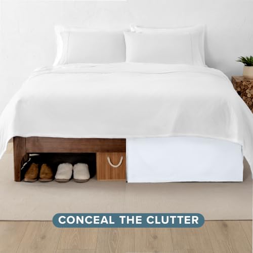 Queen Microfiber Bed Skirt - 15-Inch Drop Tailored Pleated Dust Ruffle