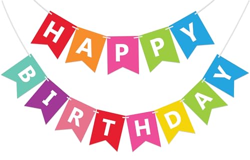 Colorful Happy Birthday Banner - Pre-Strung Party Decoration