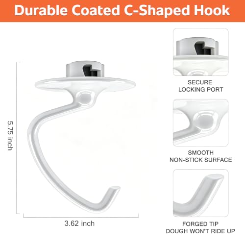 C-Shaped Dough Hook for 4.5-5 Qt Tilt-Head Stand Mixers, Non-Stick Coated