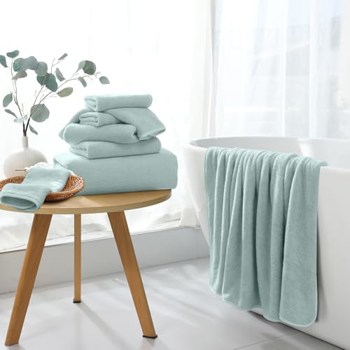 4-Piece Extra Large Bath Sheet Set, 35x70 Inch Oversized Towels, Aqua