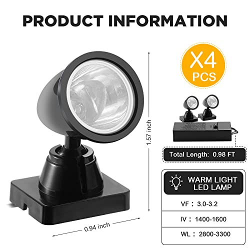 Roowest 4 Packs Mini LED Spot Lights for Christmas Village Display (Variation: THIS listing 4)