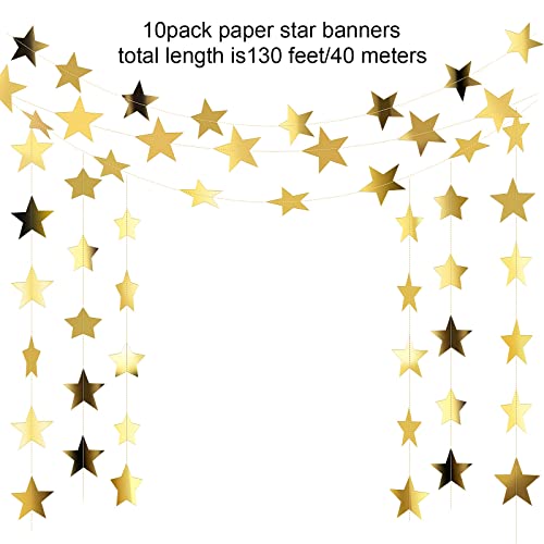 Patelai Gold Star Garland Banner 130 ft Hanging Party Decorations