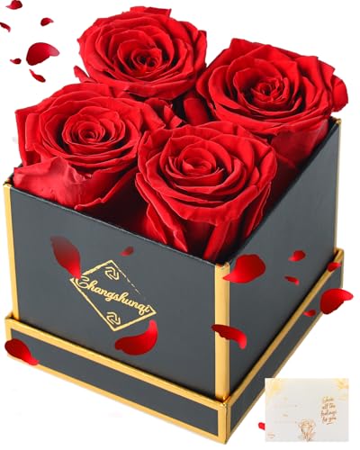 Preserved Real Roses in Gift Box, Long-Lasting Eternal Flowers for Her