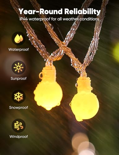 Minetom 33Ft 100 LED Globe String Lights Plug-In Waterproof Warm White