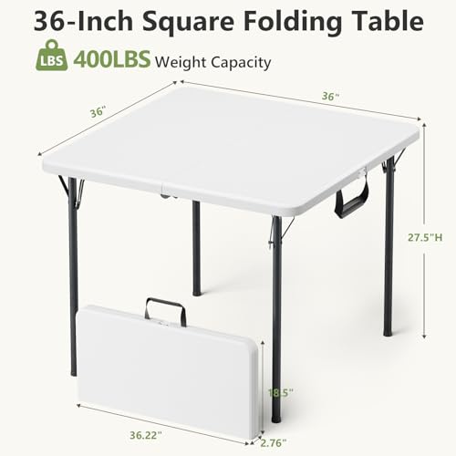 5-Piece Folding Table and Chairs Set, 36 Inch Portable Card Table with Padded Seats