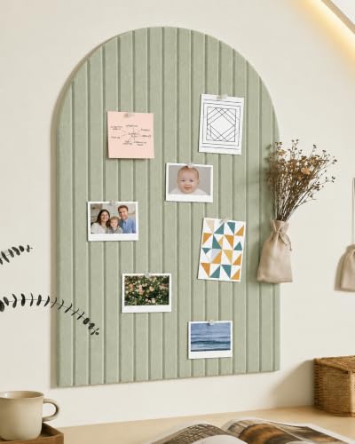 Large Arched Felt Bulletin Board Tiles - 36x24 Inch Sage Green Wall Decor