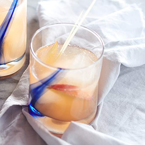 Libbey Blue Ribbon Impressions Rocks Glasses Set of 4, 12.5 oz Drinking Glassware
