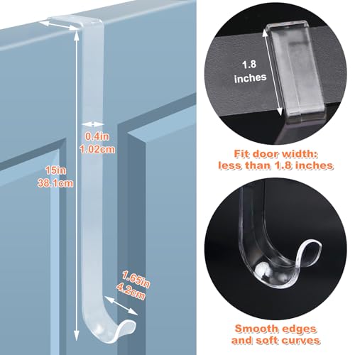 15-Inch Clear Wreath Hangers for Front Door - 2 Pack Over the Door Hooks