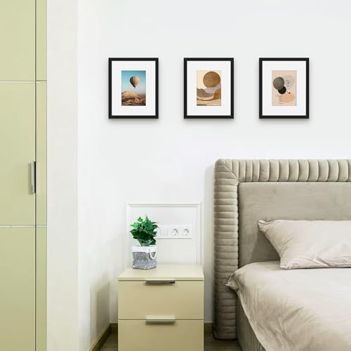 8x10 Black Picture Frame Set of 12 - Modern Gallery Wall Frames with Mat
