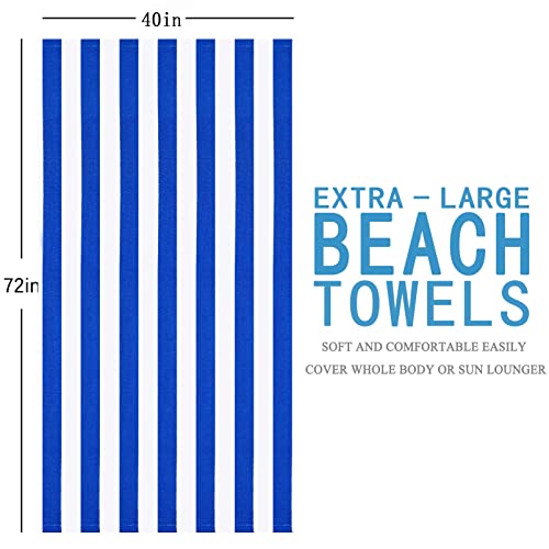 Genovega Oversized Striped Beach Towels 6-Pack - 72x40 XL Microfiber Set