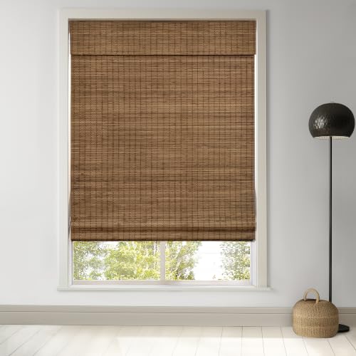 Cordless Bamboo Roman Shades 34.5x48 | Room Darkening Blinds