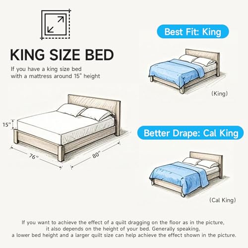 Lavsiry King Size Quilt Bedding Set - 3 Piece Soft Lightweight Coverlet
